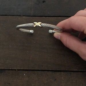 David Yurman X bracelet with gold
